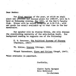 Announcements, 1966-05-07. ...