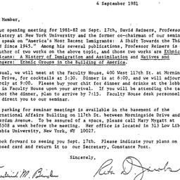Announcements, 1981-09-04. ...