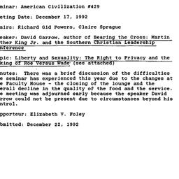Announcements, 1992-12-17. ...