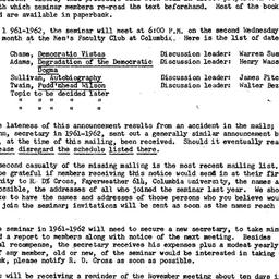 Announcements, 1961-10-04. ...