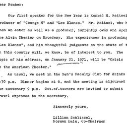 Announcements, 1970-12-30. ...