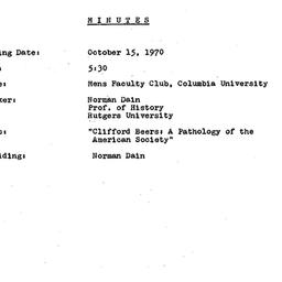 Minutes, 1970-10-15. Americ...