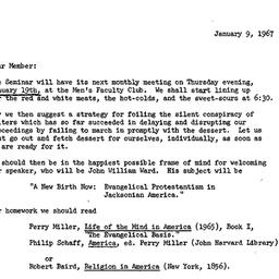 Announcements, 1967-01-09. ...