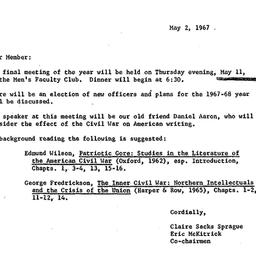 Announcements, 1967-05-02. ...