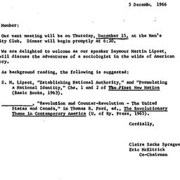 Announcements, 1966-12-05. ...