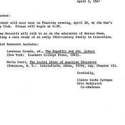 Announcements, 1967-04-03. ...