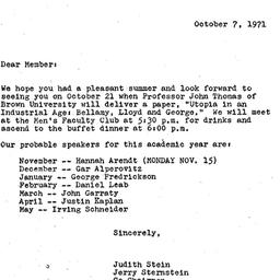 Announcements, 1971-10-07. ...