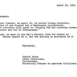 Announcements, 1972-04-10. ...