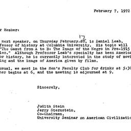 Announcements, 1972-02-07. ...