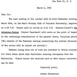 Announcements, 1963-03-01. ...