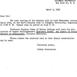 Announcements, 1963-04-05. ...
