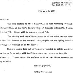 Announcements, 1963-02-06. ...