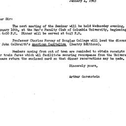 Announcements, 1963-01-04. ...