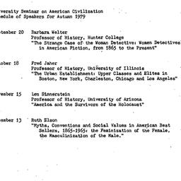 Schedules, American Studies...