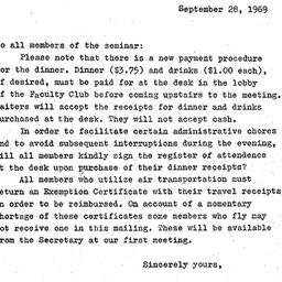 Announcements, 1969-09-28. ...