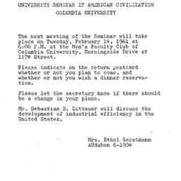 Announcements, 1961-02-14. ...
