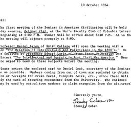 Announcements, 1964-10-10. ...