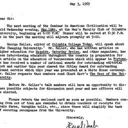 Announcements, 1965-05-03. ...