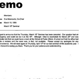 Announcements, 1999-03-10. ...