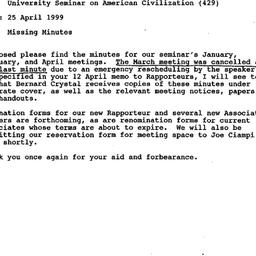 Correspondence, 1999-04-25....