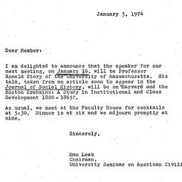 Announcements, 1975-01-05. ...