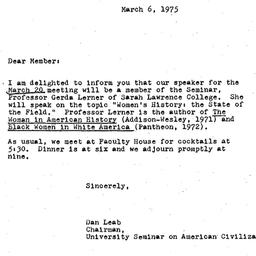 Announcements, 1975-03-06. ...