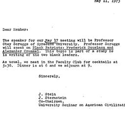 Announcements, 1973-05-11. ...