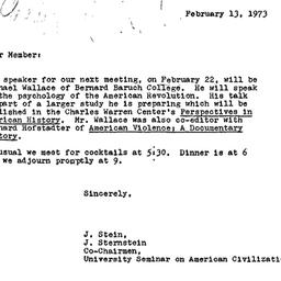 Announcements, 1973-02-13. ...