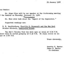 Announcements, 1968-01-29. ...