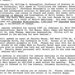 Announcements, 1985-01-01. ...