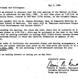 Announcements, 1984-05-03. ...