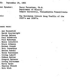 Minutes, 1983-09-29. Drugs ...