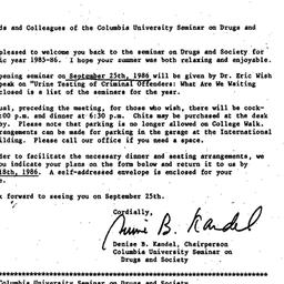 Announcements, 1986-09-03. ...