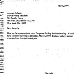 Announcements, 2000-05-01. ...
