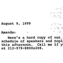 Announcements, 2000-08-09. ...