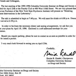 Announcements, 1996-04-08. ...