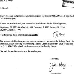 Correspondence, 1996-07-28....