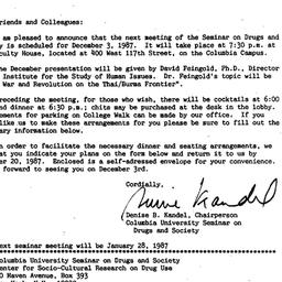Announcements, 1987-11-06. ...