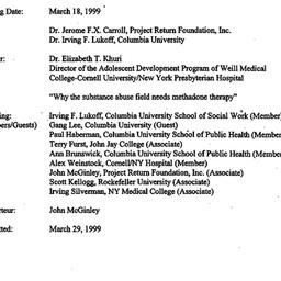 Minutes, 1999-03-18. Drugs ...