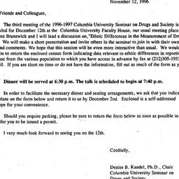 Announcements, 1996-11-12. ...