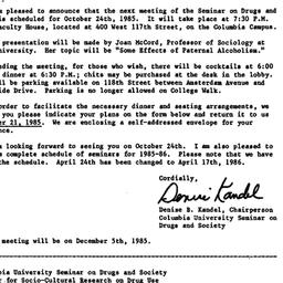 Announcements, 1985-10-01. ...