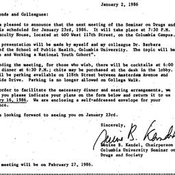 Announcements, 1986-01-02. ...