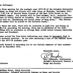 Announcements, 1977-09-09. ...
