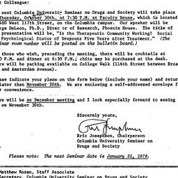Announcements, 1977-11-01. ...