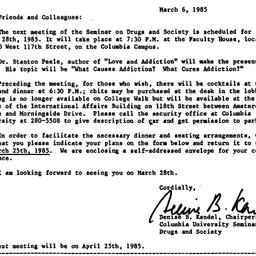Announcements, 1985-03-06. ...
