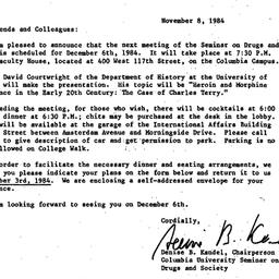 Announcements, 1984-11-08. ...