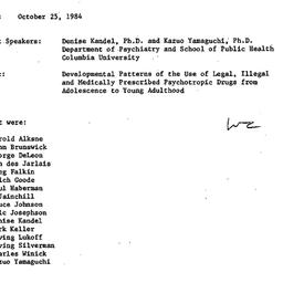 Minutes, 1984-10-25. Drugs ...