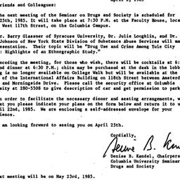 Announcements, 1985-04-02. ...