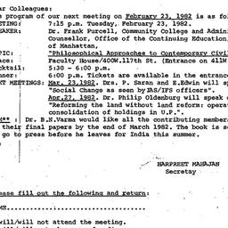 Announcements, 1982-02-10. ...