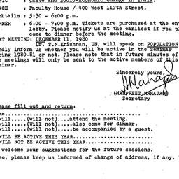 Announcements, 1980-11-10. ...